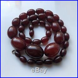 VERY FINE Art Deco Cherry Amber Bakelite Necklace with 9ct Gold Chain 54.4g