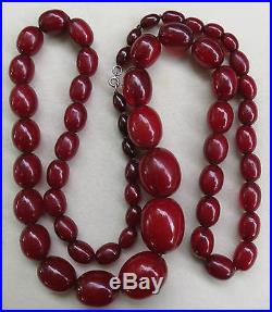 Vintage Antique Art Deco Cherry Amber Bakelite Bead Necklace103 Grams35 Long