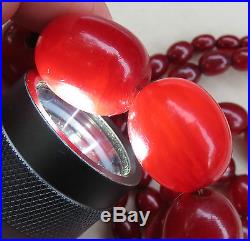 Vintage Antique Art Deco Cherry Amber Bakelite Bead Necklace103 Grams35 Long