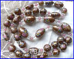 Vintage Antique Art Deco Venetian Aventurine Fancy Bead Necklace
