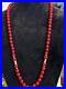 VINTAGE ART DECO-14k Yellow Gold Chinese Red Jade Round Bead Necklace-28-WOW