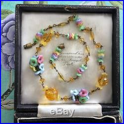 VINTAGE ART DECO 1920s 30s PRETTY CZECH FLOWER BEADS NECKLACE SPRING SUMMER GIFT
