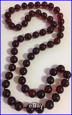 Vintage Art Deco Cherry Amber Bakelite Jumbo Bead Necklace