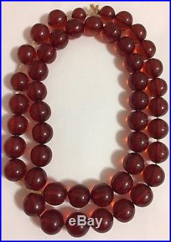 Vintage Art Deco Cherry Amber Bead Bakelite Jumbo Necklace