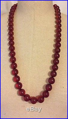 Vintage Art Deco Cherry Amber Bead Bakelite Jumbo Necklace