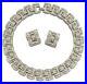 VINTAGE ART DECO PAVE SILVER Diamante Crystal Rhinestone Necklace Earring Set