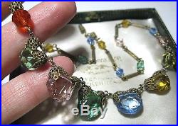 VINTAGE Antique 1930s ART DECO Beautiful Rainbow Crystal Bead Drop NECKLACE