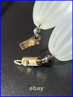 VINTAGE Art Deco 14k Gold Carved Rock Crystal MELON AMETHYST LARGE BEAD Necklace