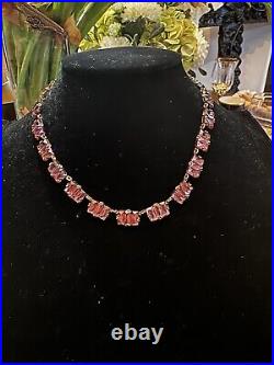 VINTAGE Art Deco CZECHOSLOVAKIAN 1930's COLLECTIBLE PINK GLASS 15 NECKLACE