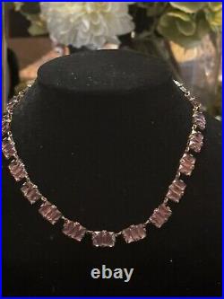 VINTAGE Art Deco CZECHOSLOVAKIAN 1930's COLLECTIBLE PINK GLASS 15 NECKLACE