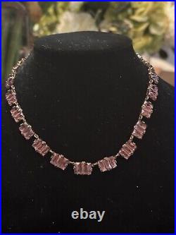 VINTAGE Art Deco CZECHOSLOVAKIAN 1930's COLLECTIBLE PINK GLASS 15 NECKLACE