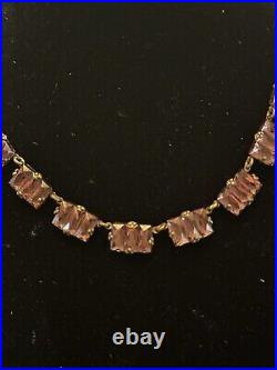 VINTAGE Art Deco CZECHOSLOVAKIAN 1930's COLLECTIBLE PINK GLASS 15 NECKLACE