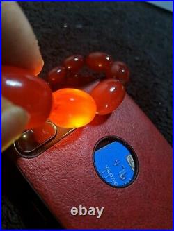 VINTAGE LARGER BEAD 30MMALL SWRIL CHERRY AMBER BAKELITE NECKLACE 59g, total