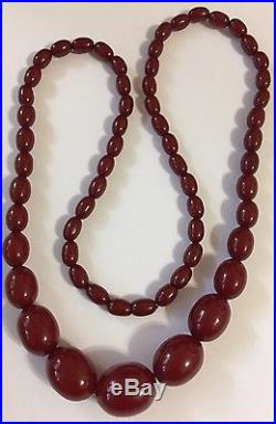 Vintage Rare Art Deco Cherry Amber Bead Bakelite Necklace
