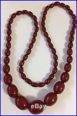 Vintage Rare Art Deco Cherry Amber Bead Bakelite Necklace
