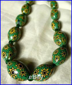 VINTAGE VENETIAN MILLEFIORI MORETTI ART DECO Rare Colour Bead Necklace