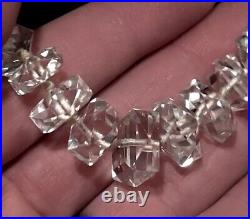 VTG ART DECO ROCK CRYSTAL QUARTZ NECKLACE Sterling SILVER Graduated GERMAN CUT