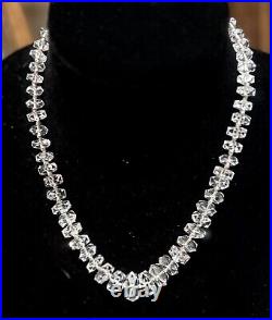 VTG ART DECO ROCK CRYSTAL QUARTZ NECKLACE Sterling SILVER Graduated GERMAN CUT