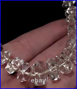 VTG ART DECO ROCK CRYSTAL QUARTZ NECKLACE Sterling SILVER Graduated GERMAN CUT