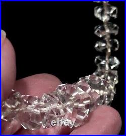 VTG ART DECO ROCK CRYSTAL QUARTZ NECKLACE Sterling SILVER Graduated GERMAN CUT