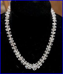 VTG ART DECO ROCK CRYSTAL QUARTZ NECKLACE Sterling SILVER Graduated GERMAN CUT