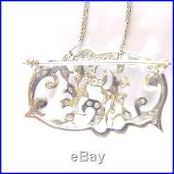 VTG Antique Art deco 14k white gold diamond pearl pendant pin necklace