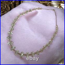 VTG Art Deco 10K YELLOW GOLD CHAIN & ROCK CRYSTAL QUARTZ Graduated NECKLACE