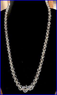 VTG Art Deco ROCK CRYSTAL QUARTZ Graduated NECKLACE 10kt Gold Clasp