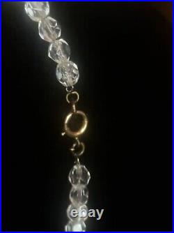 VTG Art Deco ROCK CRYSTAL QUARTZ Graduated NECKLACE 10kt Gold Clasp