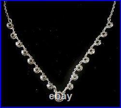 VTG Art Deco STERLING SILVER Open POINTED BACK Rhinestone RIVIÈRE NECKLACE