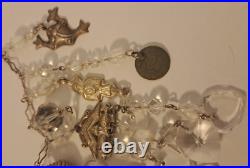 VTG CHINESE Sterling Silver Figural Pendants & Heart Crystals Handmade Necklace