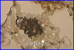 VTG CHINESE Sterling Silver Figural Pendants & Heart Crystals Handmade Necklace