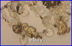 VTG CHINESE Sterling Silver Figural Pendants & Heart Crystals Handmade Necklace