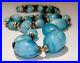 VTG CZECH ART DECO Graduated Blue Satin Swirl GLASS NECKLACE