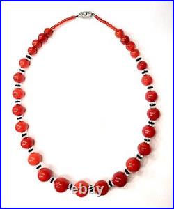 VTG CZECH ART DECO Graduated Cherry Red Hand POURED GLASS NECKLACE