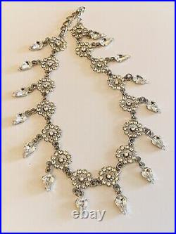 VTG Crystal Rhinestone Art Deco Necklace chocker Collar Festoon Victorian