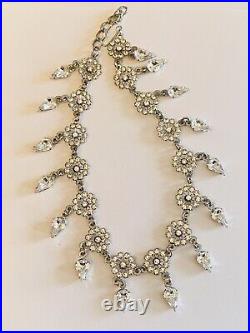 VTG Crystal Rhinestone Art Deco Necklace chocker Collar Festoon Victorian