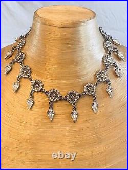 VTG Crystal Rhinestone Art Deco Necklace chocker Collar Festoon Victorian