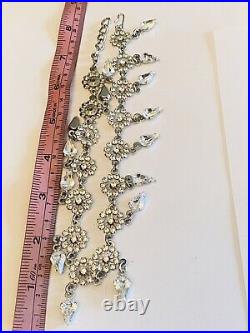 VTG Crystal Rhinestone Art Deco Necklace chocker Collar Festoon Victorian