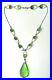 VTG Czech ART DECO Emersld Crystal Lavaliere NECKLACE Bezel Set Pointed Back