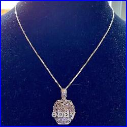 VTG Sterling Silver ART DECO Signed MC Marcasite Watch Necklace WithChain 44gr