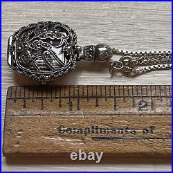 VTG Sterling Silver ART DECO Signed MC Marcasite Watch Necklace WithChain 44gr