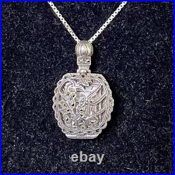 VTG Sterling Silver ART DECO Signed MC Marcasite Watch Necklace WithChain 44gr