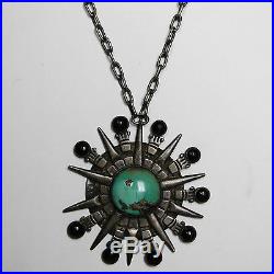VTG William Spratling Sterling Silver Turquoise Mexican Art Deco Necklace Taxco