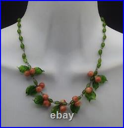 Venetian Glass Fruit Necklace Murano Art Glass Cluster Art Deco Vintage