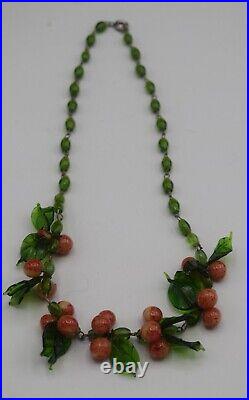 Venetian Glass Fruit Necklace Murano Art Glass Cluster Art Deco Vintage