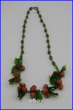 Venetian Glass Fruit Necklace Murano Art Glass Cluster Art Deco Vintage