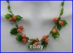 Venetian Glass Fruit Necklace Murano Art Glass Cluster Art Deco Vintage