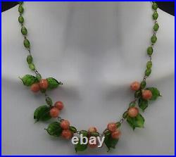 Venetian Glass Fruit Necklace Murano Art Glass Cluster Art Deco Vintage