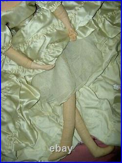 Very RARE, Art Deco compo. Boudoir bed doll with inset jeweled necklace c1930